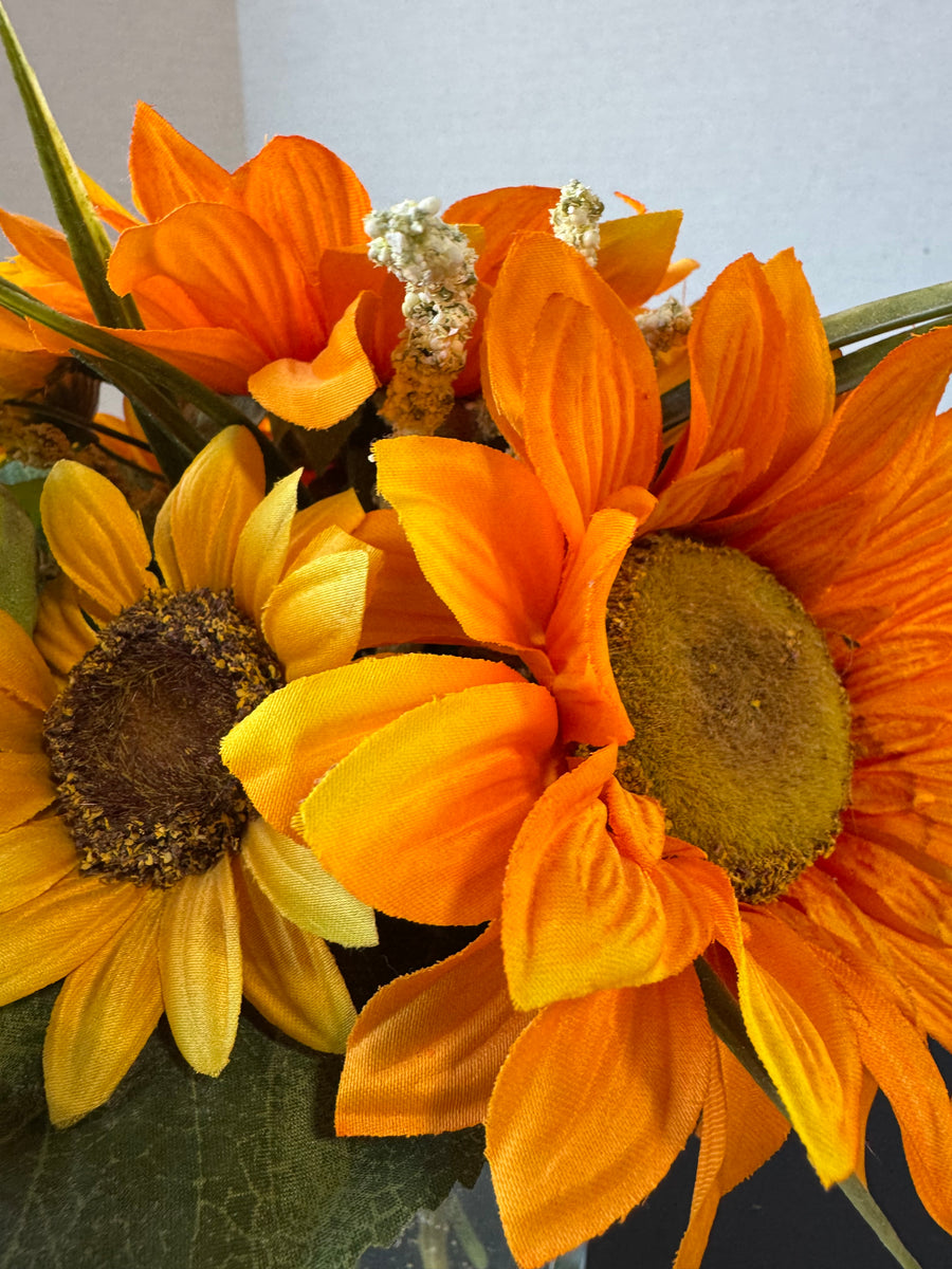 Artificial Sunflower Arrangement in Glass Vase with Faux Water ...