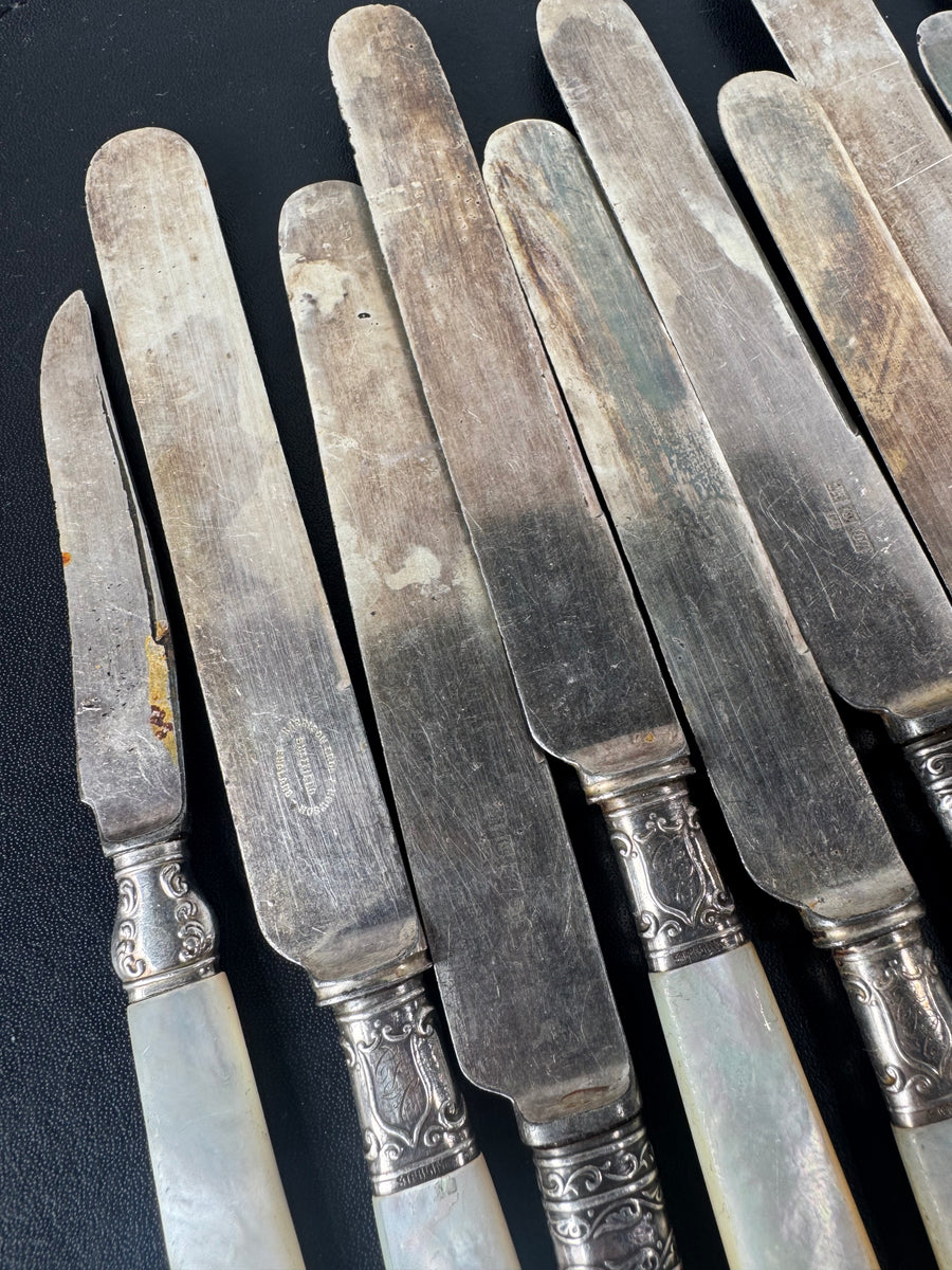 【Harrison Brothers】【純銀ハンドル】キングス　サーバーナイフ 15-Piece Harrison Bros. & Howson Dinner Knives with Sterling