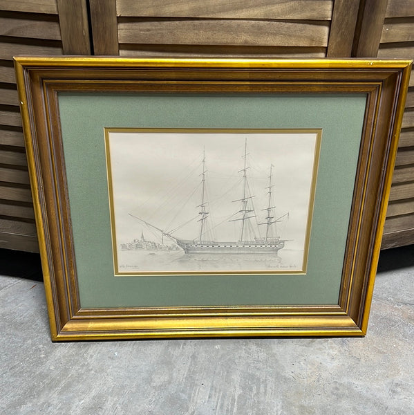Old Ironside - Framed Etching by Consuelo Eames Hanks 167/800