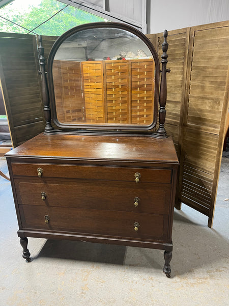 Rockford Cabinet Co. Antique Dresser with Mirror on Casters