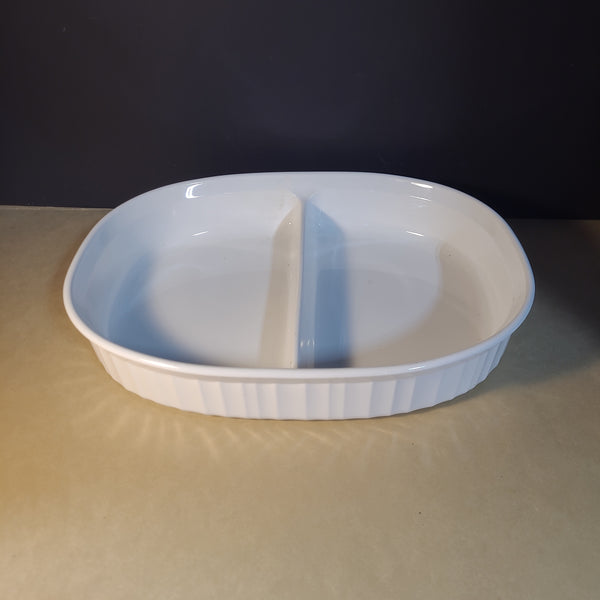 Corning Ware French White Divided Oval Dish