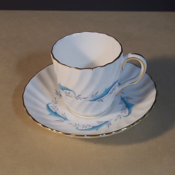 Minton Light Blue and White Demitasse and Saucer Set