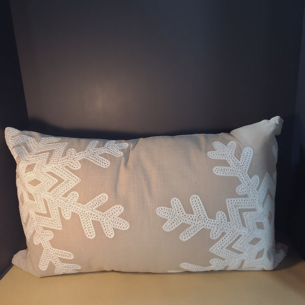 Embroidered Snowflake Linen Celerie Kemble Throw Accent Pillow