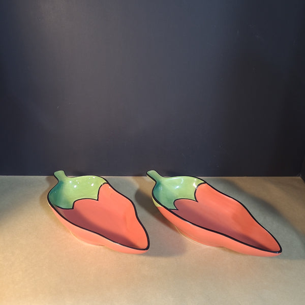 Pair of Vintage "Chili Fiesta" Clay Art Serving Bowls