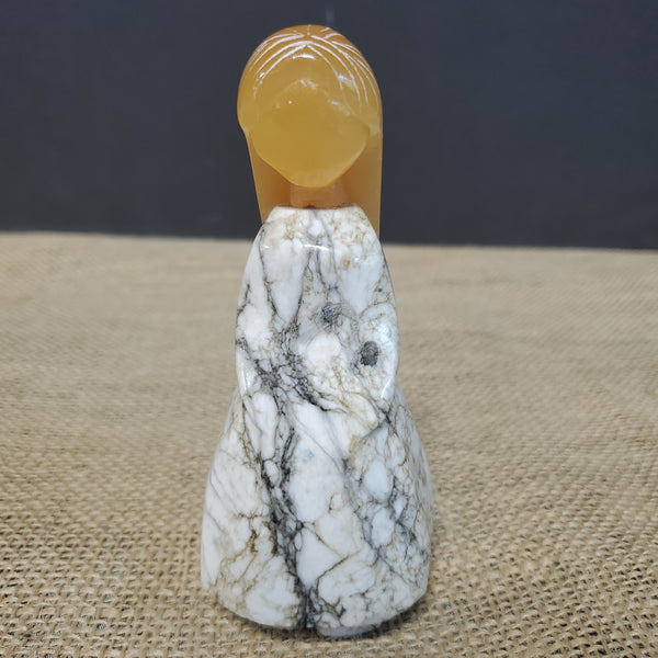 Vintage Hand Carved Marble Girl Paperweight