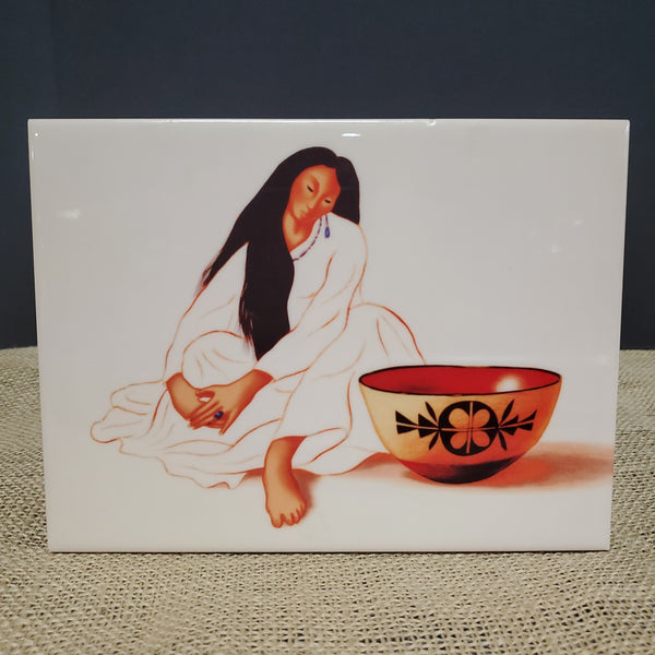 R.C. Gorman Tile Painting of Navajo Woman