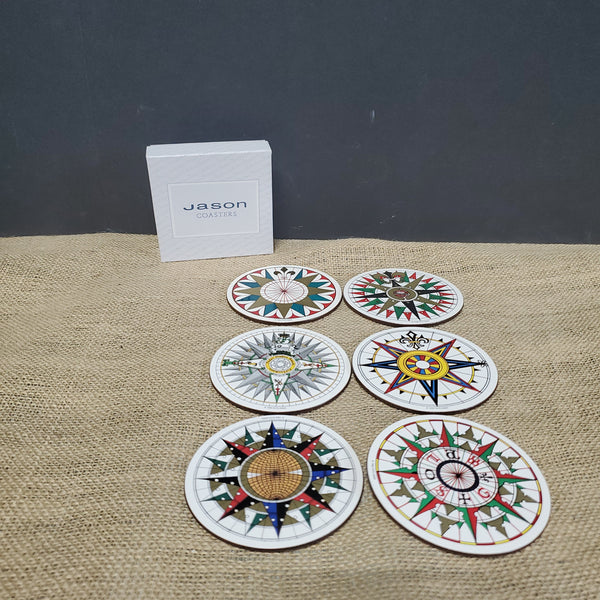 6 Piece Set of Jason Coasters Compass Design