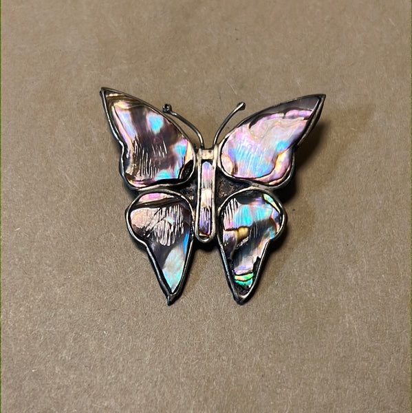 Silver/Abalone Butterfly Pin (Unmarked)
