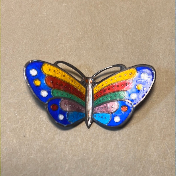 Sterling Rainbow Butterfly Pin
