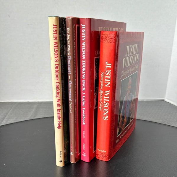 (J) Lot of 4 Louisiana Cooking Hardcover Cookbooks by Justin Wilson