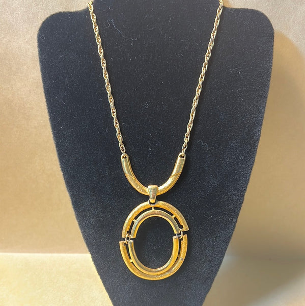 Gold Tone Necklace with Oval Pendant