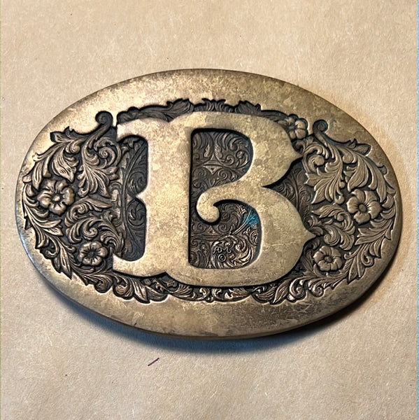 Brass Belt Buckle with “B”