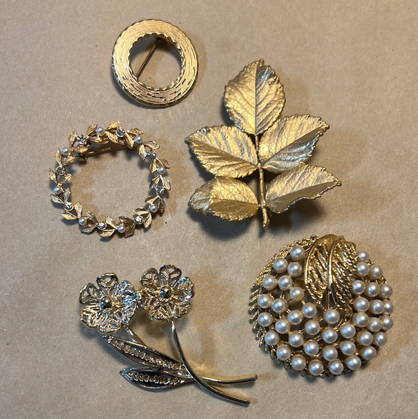 Lot of Gold Tone Pins (5)
