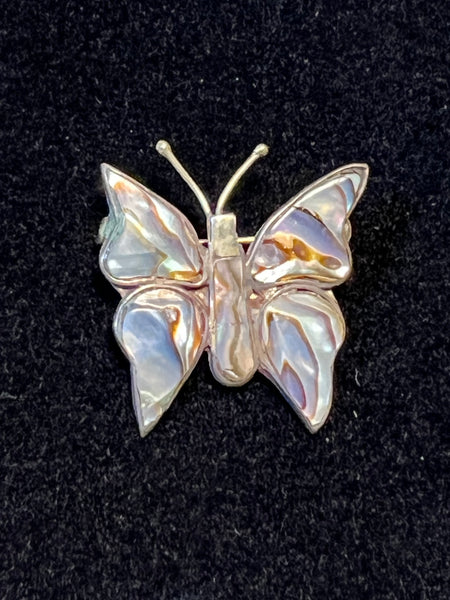 Sterling/Abalone Butterfly Pin