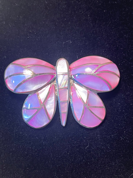 Sterling Pink Butterfly Pin