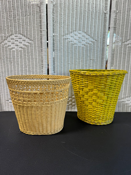 Pair of Vintage Wicker Waste Baskets