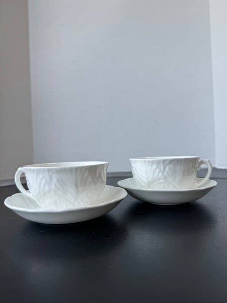 4-Piece Wedgwood England Countryware Bone China Teacups & Saucers Set