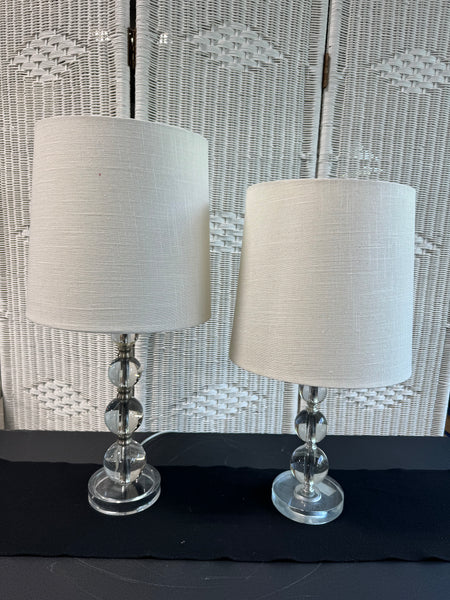 Pair of Clear Lucite Bubble Table Lamps (WORKS)