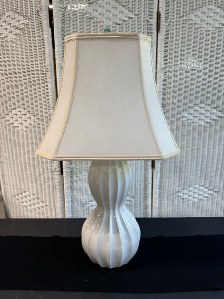 White Ribbed Ceramic Table Lamp (WORKS)