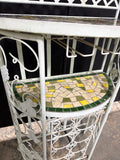 Outdoor White Metal Mosaic Wine Rack Bar Console Table
