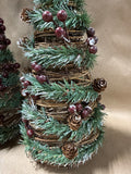Pair Of Farmhouse Style Pine Cone And Berry Tabletop Trees