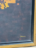 Vintage MCM Pixilated Original Painting by KJ Vlahos;  Signed