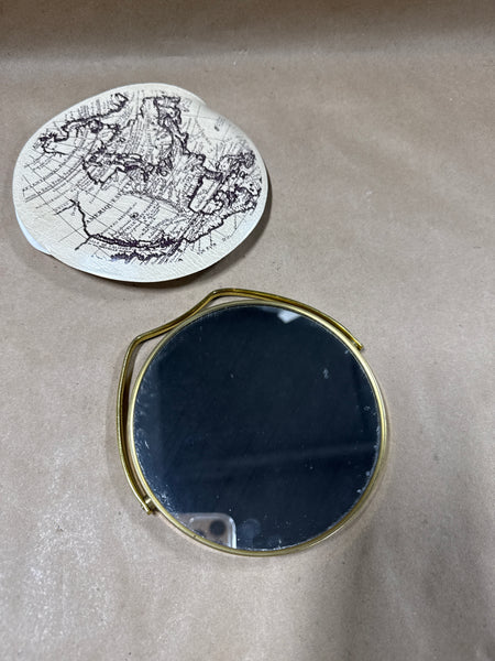 Small Brass Cosmetic Mirror With Sleeve