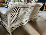 Lexington Casual White Wicker Sofa, With Cushions