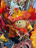 Pumpkin & Scarecrow Faux Fall Floral Arrangement