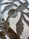 Duval Signed Haitian Floral Birds Tree of Life Punched Metal Wall Art