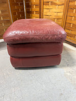 Natuzzi Leather Ottoman, deep red tone