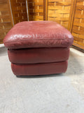 Natuzzi Leather Ottoman, deep red tone