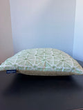 Nautical Home Green & White Geometric Throw Pillow with Woven Jute Back