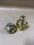 Gold Tone Pair Of Avon Bottles - After Shave And Powder