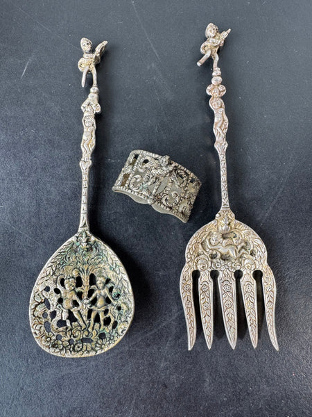 3-Piece Baroque Vintage Ornate Cherub Utensil Set