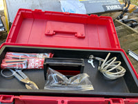Red Plano Tackle/Tool Box w/a few items inside