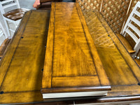 Haverty High Top Dining Table with Protective Glass, (6) Chairs and (1) Leaf ***HEAVY ITEM***