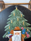 Hand Painted Folk Santa Hanging Wooden Sled