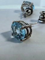 3.50 Carat Oval Faceted Natural Aquamarine Silver Earrings