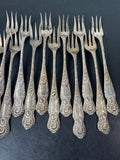 12-Piece Hamilton & Diesinger Vintage Sterling Silver Sunflower Cocktail Forks