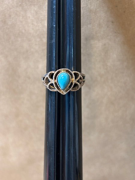 Sterling Ring with Blue Stone - SIZE 6