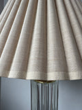 Pressed Glass Brass Vintage Table Lamp (WORKS)