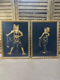 Pair of Asian Bamboo Cut Out Dancers