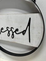 Rustic Farmhouse Round Metal & Wooden Blessed Sign