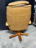 Hjellegjerde Mobler Leather Chair on Casters with Ottoman