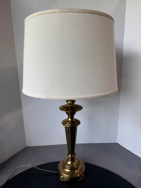 Heavyweight Vintage Brass Dual Bulb 3-Way Table Lamp (WORKS)