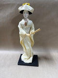 Japanese Bride Doll On Wooden Stand With Fan