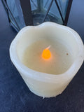 Black Metal & Glass Lantern with Flameless Candle (WORKS)
