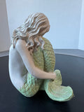 Lightweight Resin Mermaid Sculpture with Glittered Tail