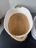 Pair of Woven Wicker & Fabric Oval Storage Baskets